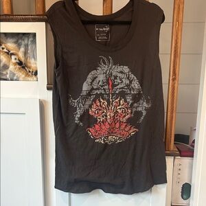 Free People We The Free Graphic Black and Red Graphic Muscle Tee